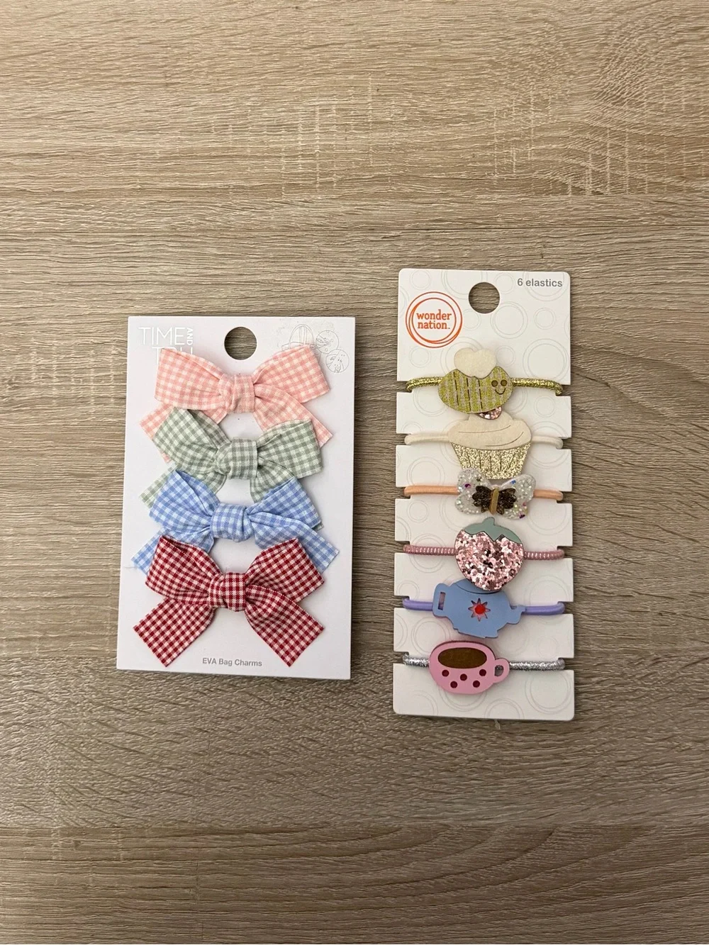 Time and Tru Bow Bag Charms + Wonder Nation Hair Elastics NWT